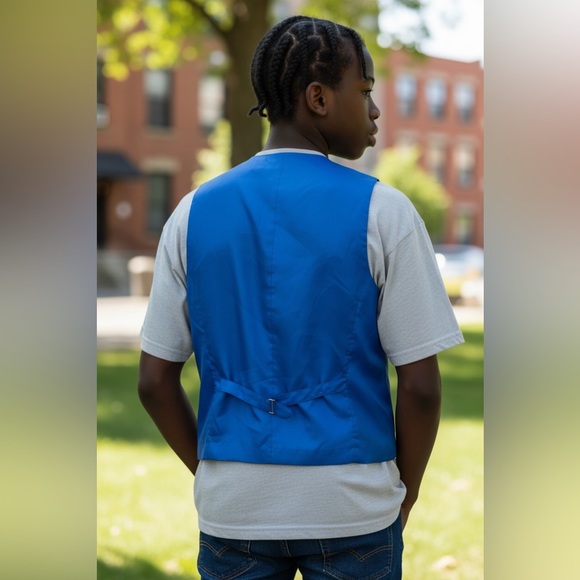 Chaps Blue Button-Up Vest - Picture 2 of 3